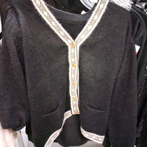 mohair  nordic trimmed cardigan